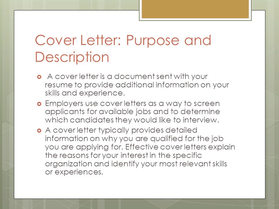 writing a cover letter for a job ppt